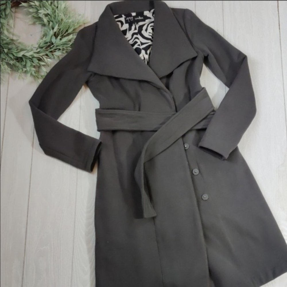 Charcoal trench pea coat sweater winter jacket